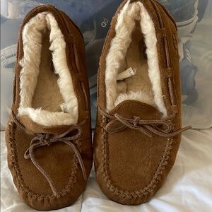 Cozy Brown Suede Moccasin Slippers